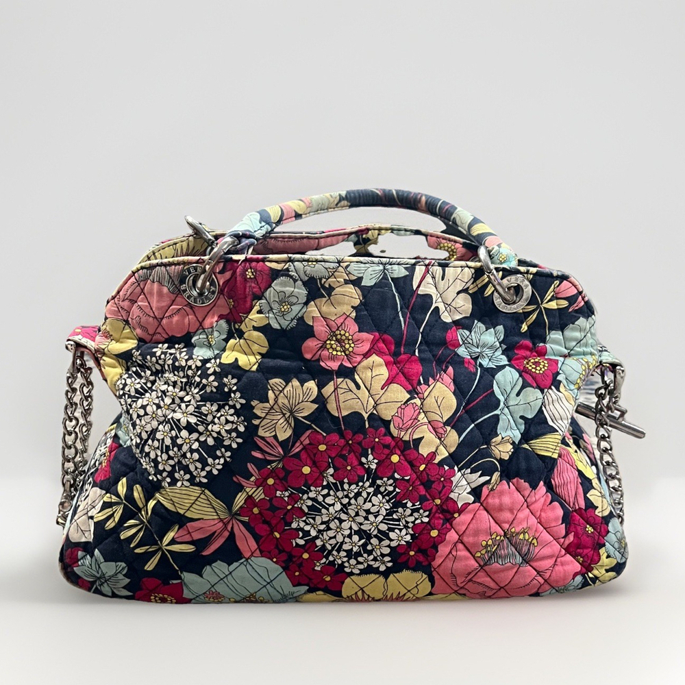 Vera Bradley Happy Snails Quilted Satchel Floral Shoulder Chain Bag Cottagecore